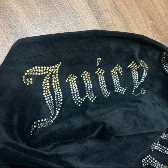 Juicy Couture Track Suit Luxe Velour  XSmall Black Y2K Hoodie Zip Jumpsuit Cozy - Picture 7 of 9